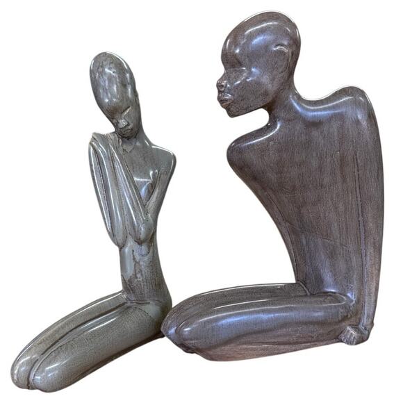 Abstract Modernist Nude Nubian Figures Statues 80s Ceramic Sculpture Art set 2 - Picture 1 of 11